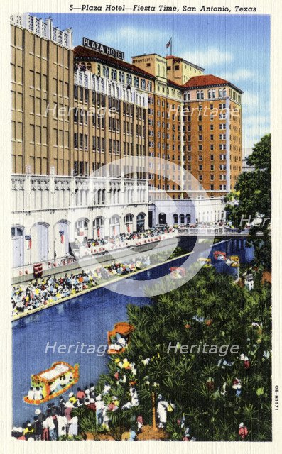 Plaza Hotel at fiesta time, San Antonio, Texas, USA, 1940. Artist: Unknown