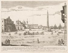Piazza del Popolo from "Prospectus Locurum Urbis Romae Insign[ium]", 1666. Creator: Lievin Cruyl (Flemish, c. 1640-c. 1720).