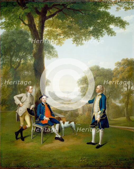 Arthur Holdsworth Conversing with Thomas Taylor and Captain Stancombe by River Dart, 1757. Creator: Arthur Devis.