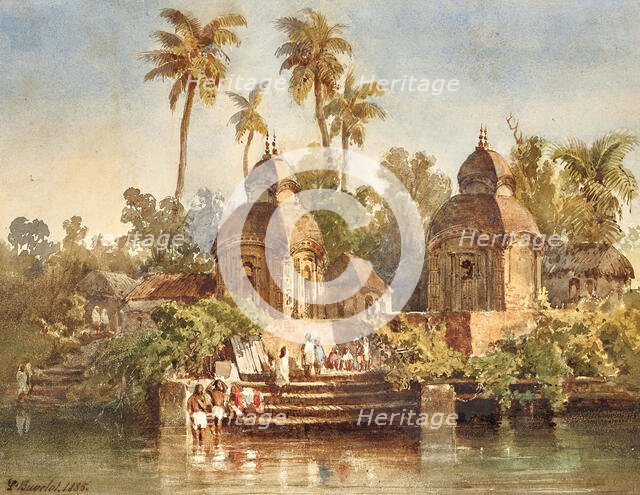 The Kalighat Kali Temple in Kalighat, Kolkata, 1855. Creator: Buvelot; Louis (1814-1888).
