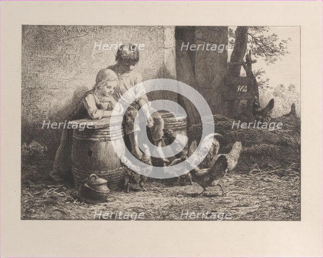 Petits, petits!!, 1864. Creator: Charles Emile Jacque.