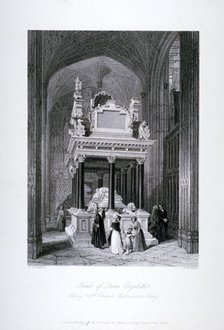 Queen Elizabeth I's tomb, Henry VII Chapel, Westminster Abbey, London, c1840. Artist: William Radclyffe