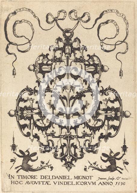 Title Page: Large Pendant, Two Winged Imaginary Figures at Bottom, 1596. Creator: Daniel Mignot.