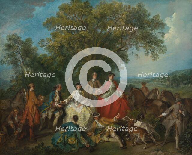 Picnic after the Hunt, probably c. 1735/1740. Creator: Nicolas Lancret.