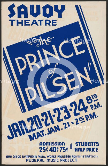 The Prince of Pilsen, San Diego, [193-]. Creator: Unknown.