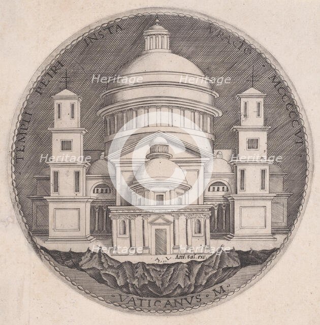 Saint Peter's Basilica, dated 1517. Creator: Agostino Veneziano.