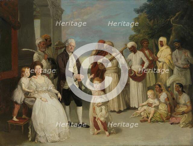 Group Portrait of Sir Elijah and Lady Impey, 1783. Creator: Johan Zoffany.