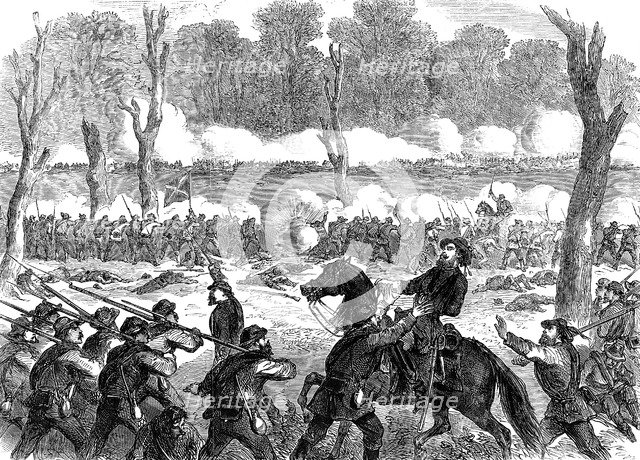 Confederate General Hood wounded at the battle of Chickamauga, American Civil War, 1863. Artist: Unknown