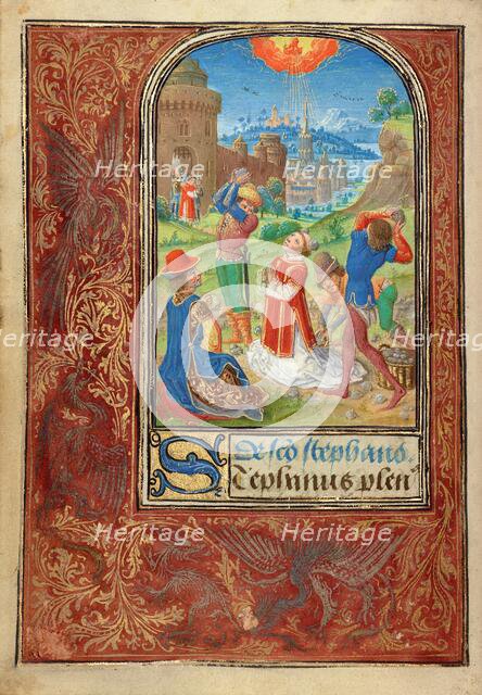The Stoning of Saint Stephen; Prayer Book of Charles the Bold, 1469. Creator: Lieven van Lathem.
