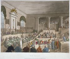 Interior view of the Sessions House, Old Bailey, with a court in session, City of London, 1809. Artist: Augustus Charles Pugin