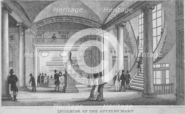 Interior of the Auction Mart in Bartholomew Lane, City of London, 1835. Artist: Anon