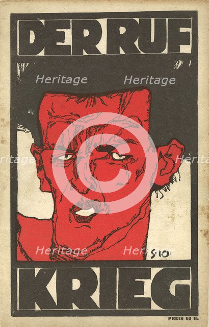 Self-portrait, 1910. Cover of The Call (Der Ruf) magazine. Special Edition The War (Krieg), 