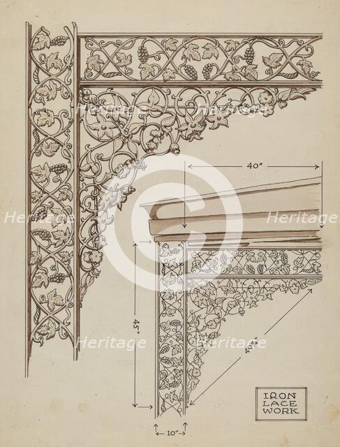Cast Iron Balcony Rail, c. 1936. Creator: Thomas Byrne.