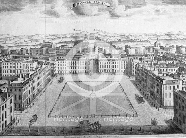 Hanover Square, Westminster, London, early 18th century. Artist: Sutton Nicholls