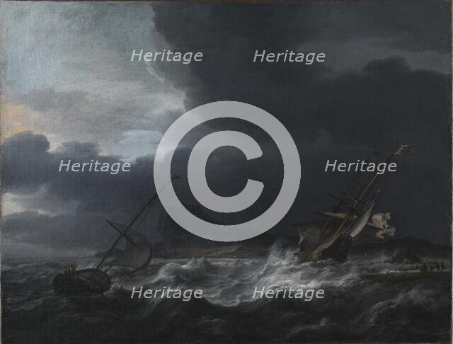 Gale off Rocky Coast, 1643-1669. Creator: Jan Theunisz. Blanckerhoff.
