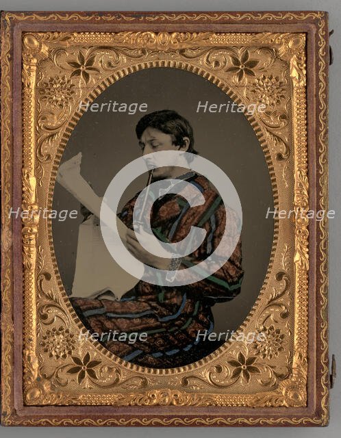 Untitled (Portrait of a Man Reading with Smoking Coat and Pipe), 1865. Creator: Unknown.