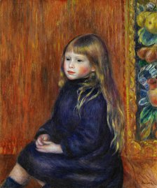 Enfant assis en robe bleue (Portrait d'Edmond Renoir fils), 1889. Creator: Renoir, Pierre Auguste (1841-1919).