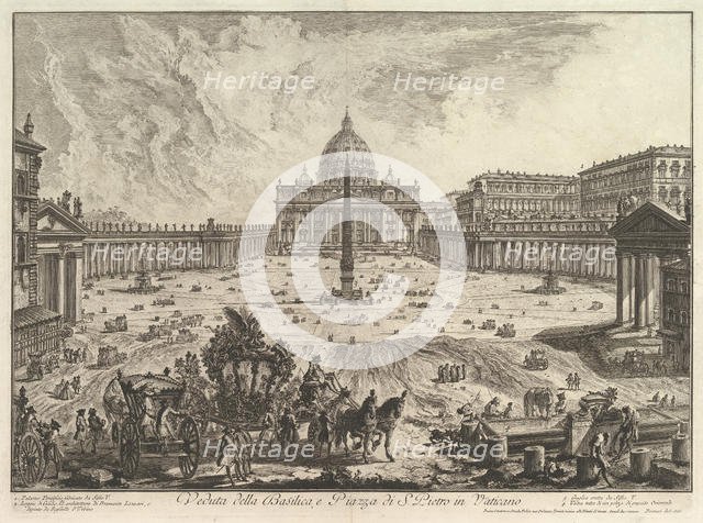 View of St. Peter's Basilica and Piazza in the Vatican, from Vedute di Roma (Roman Vie..., ca. 1748. Creator: Giovanni Battista Piranesi.