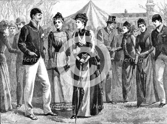 The Universities’ Boat-Race: on the lawn of the Lyric Club, Barnes, 1890. Creator: P Naumann.