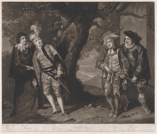 Miss Younge, Mr. Dodd, Mr. Love, and Mr. Waldron, in the Characters of Viola, Sir..., March 1, 1774. Creator: John Raphael Smith.