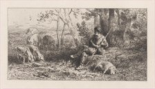 Small Pig Herd, 1864. Creator: Charles Emile Jacque.