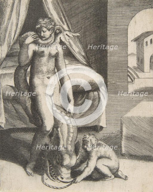 Neptune and Melanthe, from 'The Loves of the Gods', ca 1531-76. Creator: Giulio Bonasone.