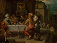 The Parable of the Rich Man and the Beggar Lazarus, 1615. Creator: Francken, Frans, the Younger (1581-1642).