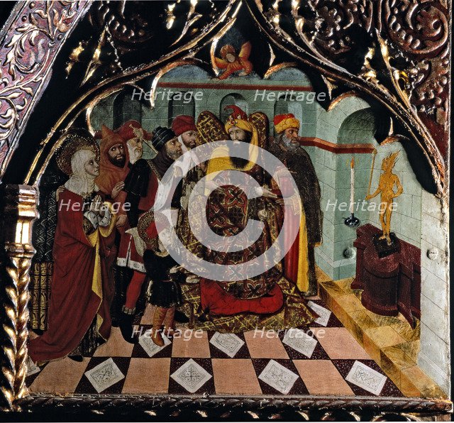 Scene of the lives of saints Quirze and Julita. Detail of the altarpiece of Saints Quirze and Jul…