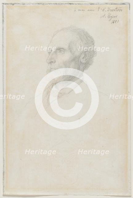 Portrait of Sir Frederick W. Burton, Director of the National Gallery, London, 1881. Creator: Alphonse Legros (French, 1837-1911).