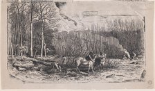 February from Album of Rustic Subjects, 1859. Creator: Charles Emile Jacque.