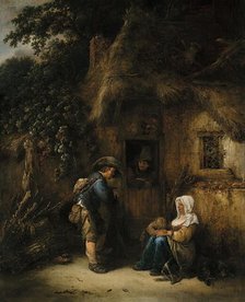 Traveller at a Cottage Door, 1649. Creator: Isaac van Ostade.