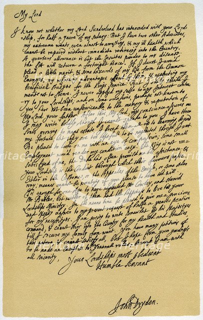 Letter from John Dryden to Laurence Hyde, c1682-1683.Artist: John Dryden