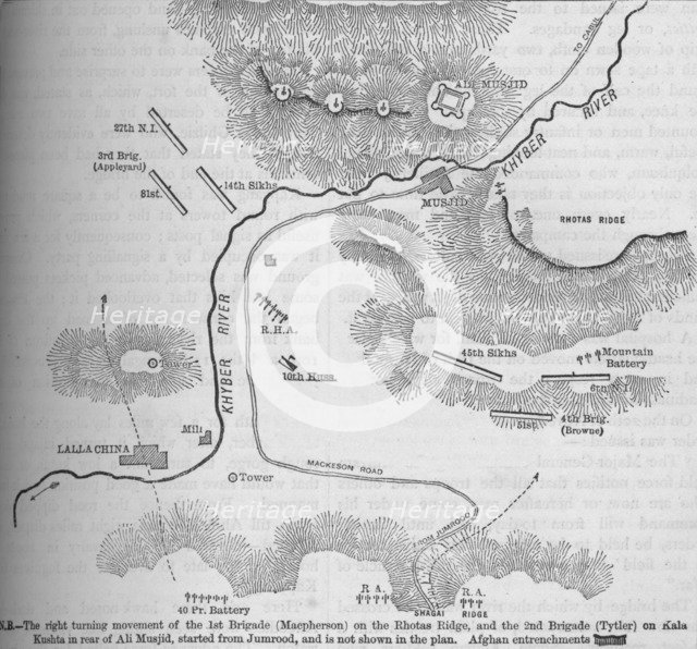 'Plan of the Attack on Ali Musjid, (Nov. 21, 1878)', c1880. Artist: Unknown.