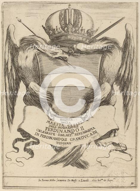 Arms with a Dedication to Grand Duke Ferdinand II. Creator: Stefano della Bella.