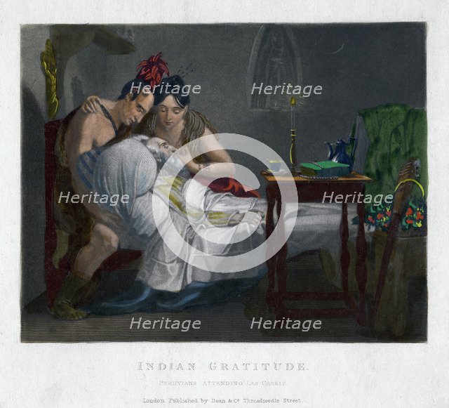 'Indian Gratitude - Peruvians attending Las Cassas', (19th century). Artist: Unknown