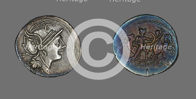 Denarius (Coin) Depicting the Goddess Roma, about 100 BCE. Creator: Unknown.