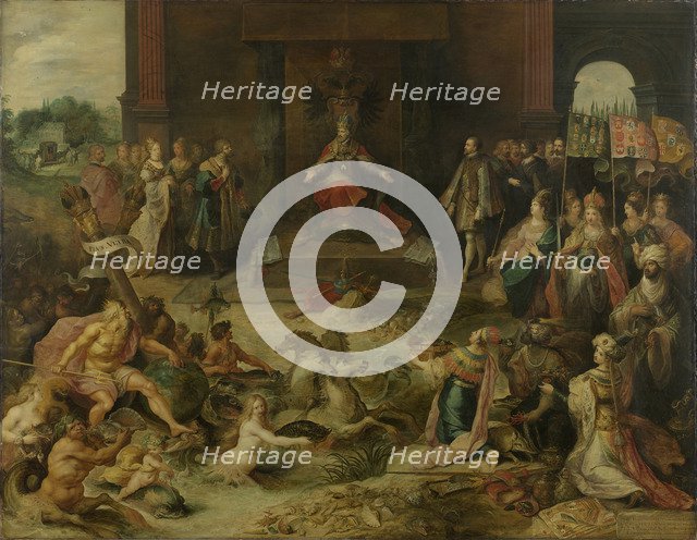 Allegory on the Abdication of Emperor Charles V in Brussels 25 October 1555, 1642. Artist: Francken, Frans, the Younger (1581-1642)