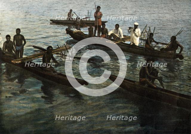'Nouvelle-Guinee. Pirogues Papoues', (Papua New Guinea. Papuan Pirogues), 1900. Creator: Unknown.