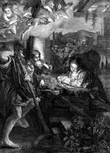 "La Notte", from the picture by Correggio, in the Dresden Gallery, 1873. Creator: Henry Duff Linton.