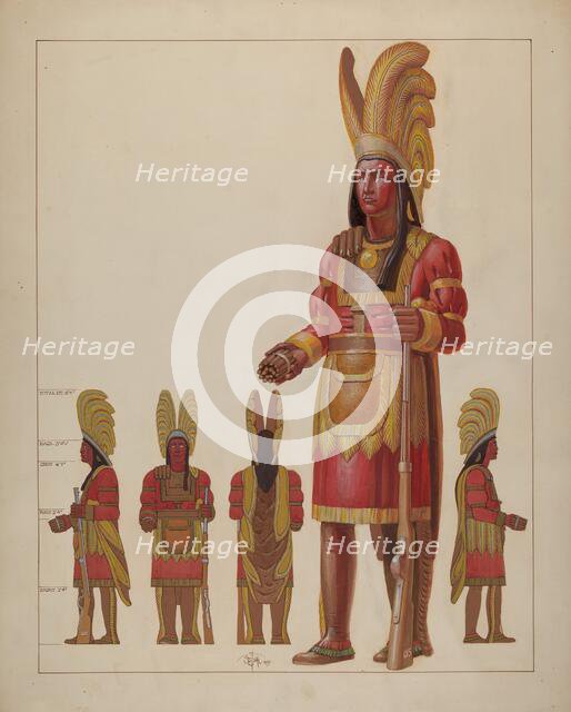 Cigar Store Indian, 1937. Creator: Otto E. Hake.