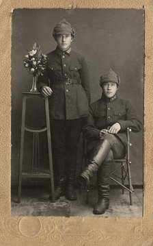 Portrait of two Red Army soldiers, 1920-1929. Creator: Unknown.