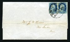 1853-dated cancel used for only one month in New York City on cover, 1853. Creator: Unknown.