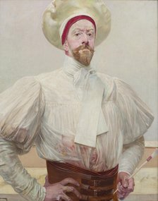 Self-Portrait in a White Attire, 1914. Creator: Jacek Malczewski.