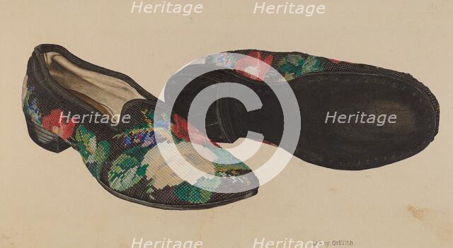 Needlepoint Slippers, c. 1940. Creator: LeRoy Griffith.