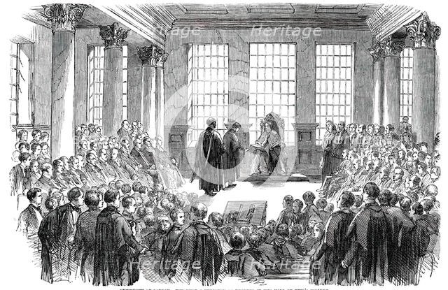University of London - the First Conference of Degrees, in the Hall of King's College, 1850. Creator: Unknown.