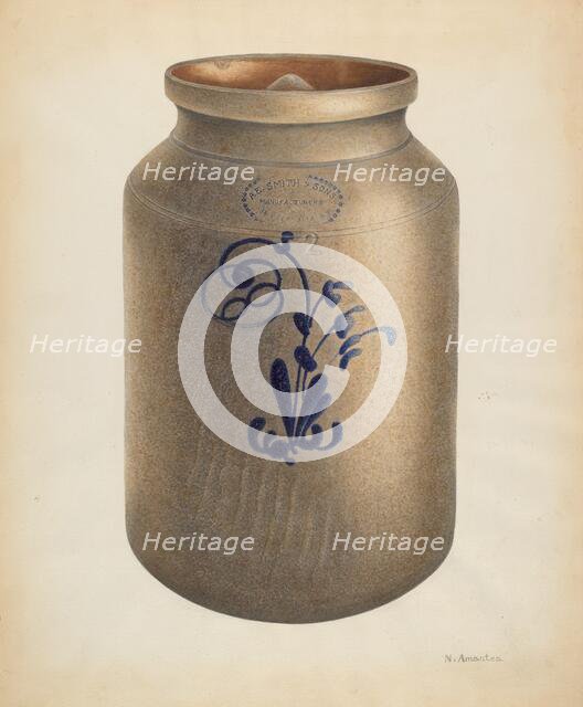 Cookie Jar with Cover, c. 1938. Creator: Nicholas Amantea.