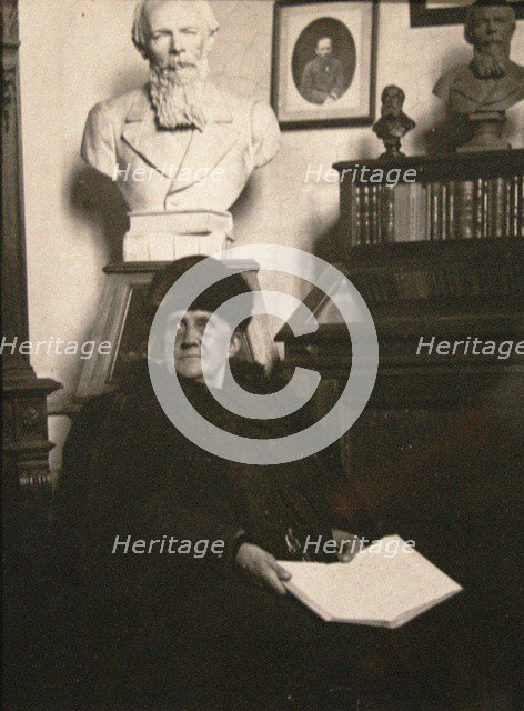 Anna Grigoryevna Dostyevskaya in the Dostoyevsky Room of the Historical Museum of Moscow, 1916.