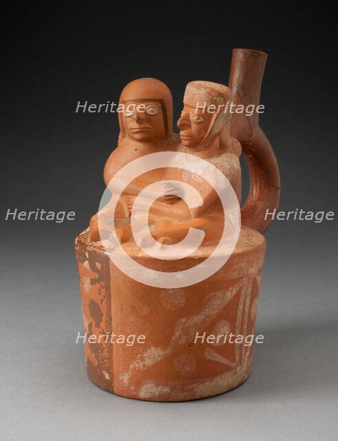 Handle Spout Vessel Depicting a Couple in an Erotic Embrace, 100 B.C./A.D. 500. Creator: Unknown.