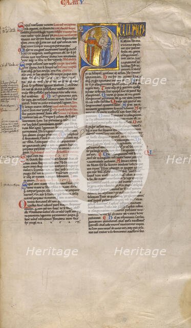 Initial Q: A Man and his Betrothed; Decretum, about 1170-1180. Creator: Unknown.