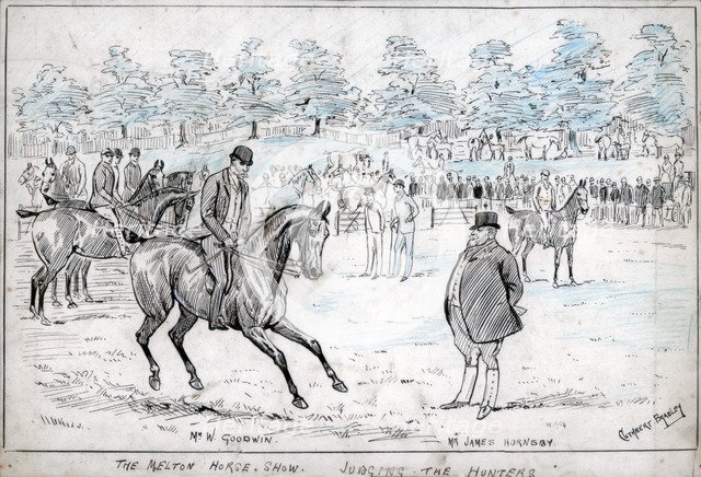 The Melton horse show, judging the hunters, c1880-1940.Artist: Cuthbert Bradley